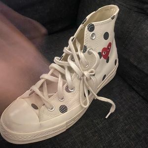 Comme des Garçon PLAY Mens Converse Ploka Dot High top sneaker with BOX!